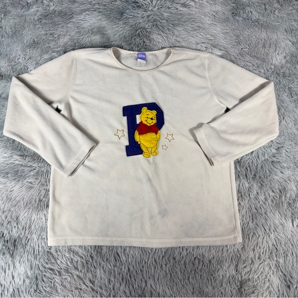 Vintage Disney Cream Fleece Winnie The Pooh Soft Felt Sweater Woman’s M - Picture 1 of 5